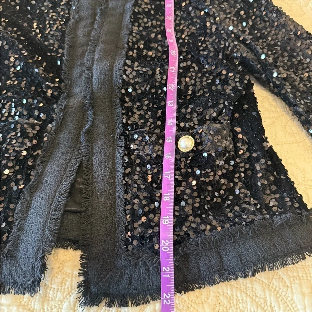 NWT ADORABLE Nanette Lepore black sequin blazer jacket women's S